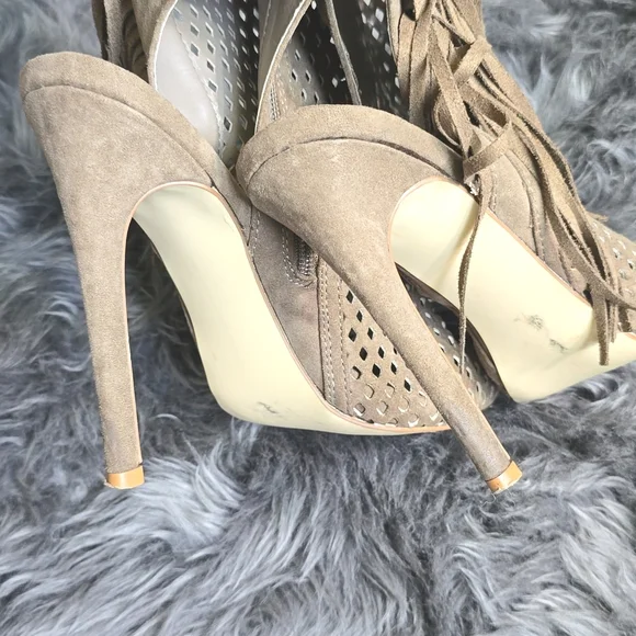 JustFab Tila Ankle Booties in Taupe - Picture 5 of 6